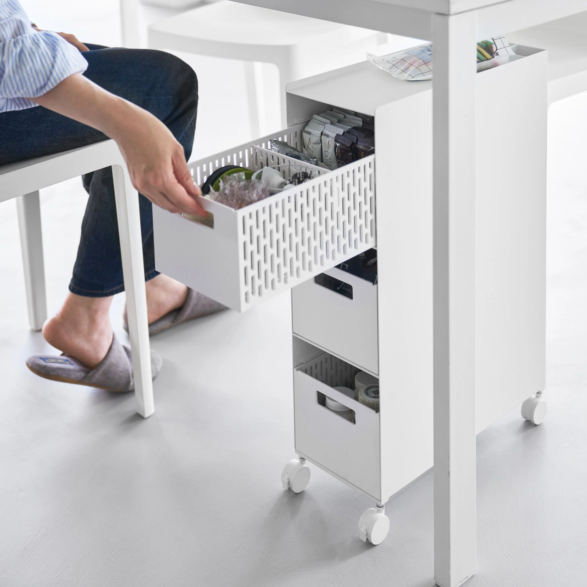 3-Tiered Storage Basket Stand with Casters - Image 3