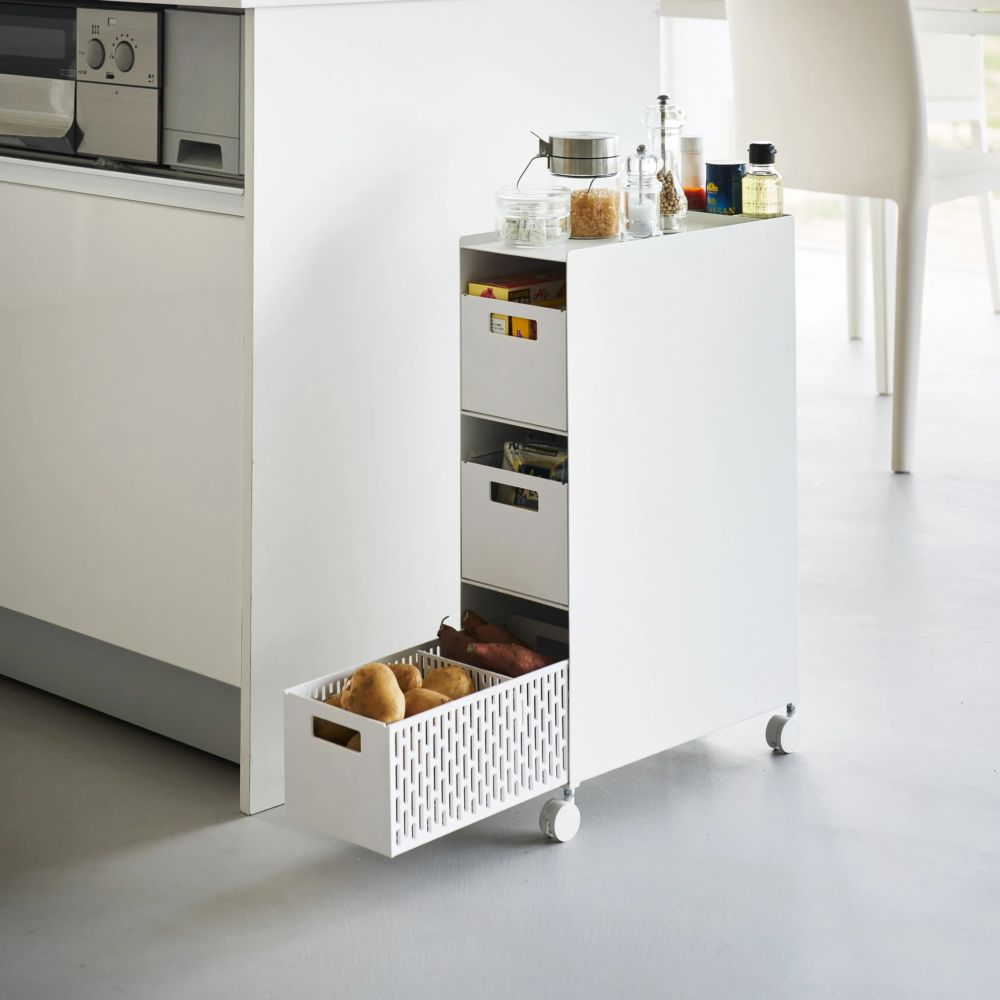3-Tiered Storage Basket Stand with Casters - Image 9