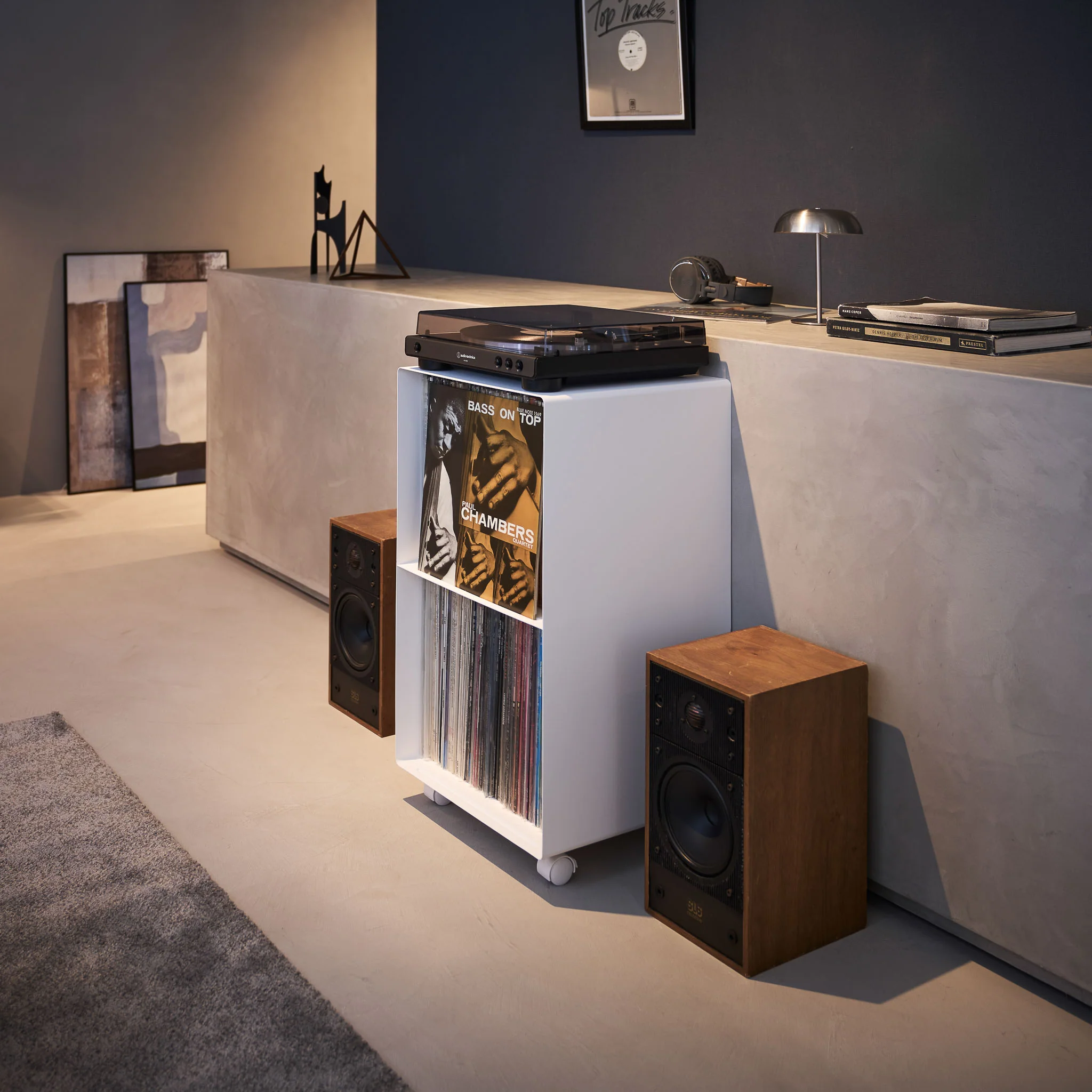 2-Tiered Record Rack with Casters - Image 4