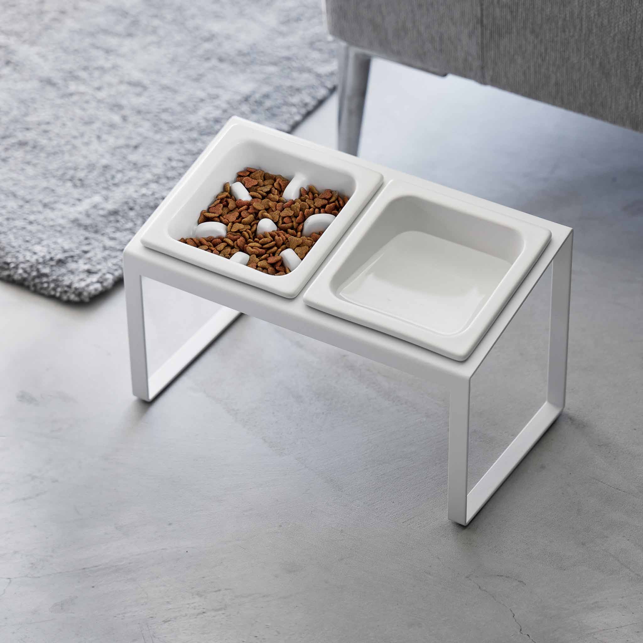 Angled Pet Food Bowls with Slow Feeder & Stand - Image 4