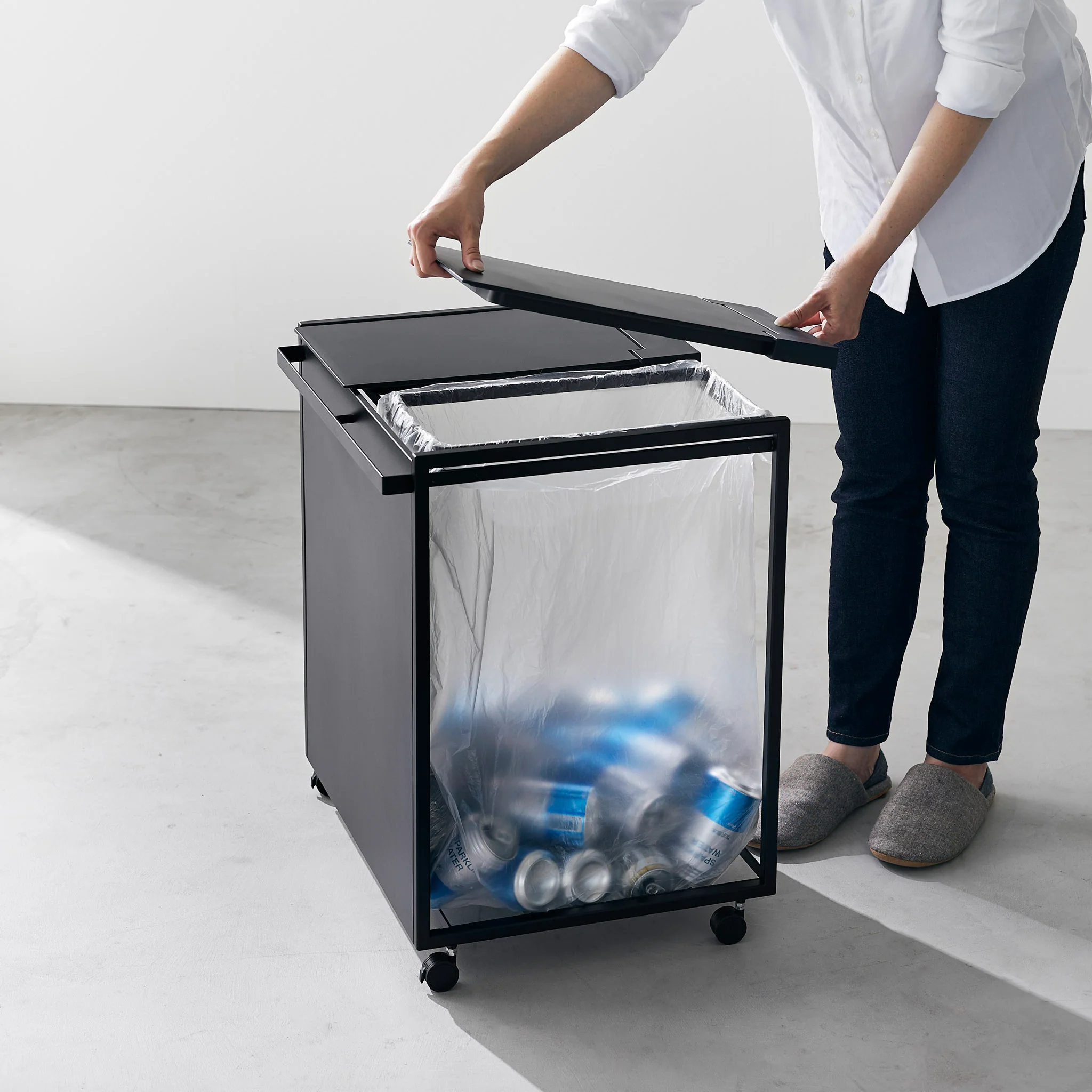 2-Compartment Trash Can with Casters - Image 24