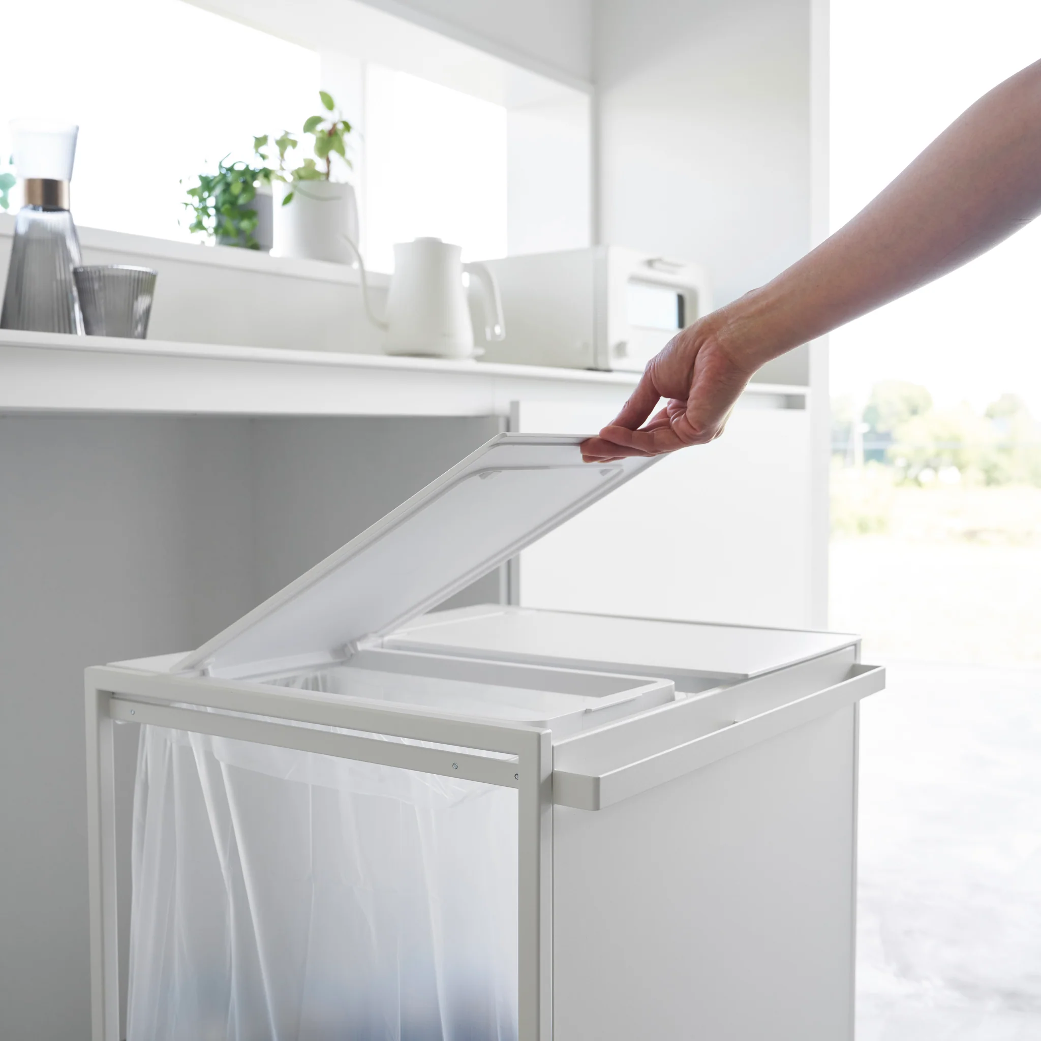 2-Compartment Trash Can with Casters - Image 8