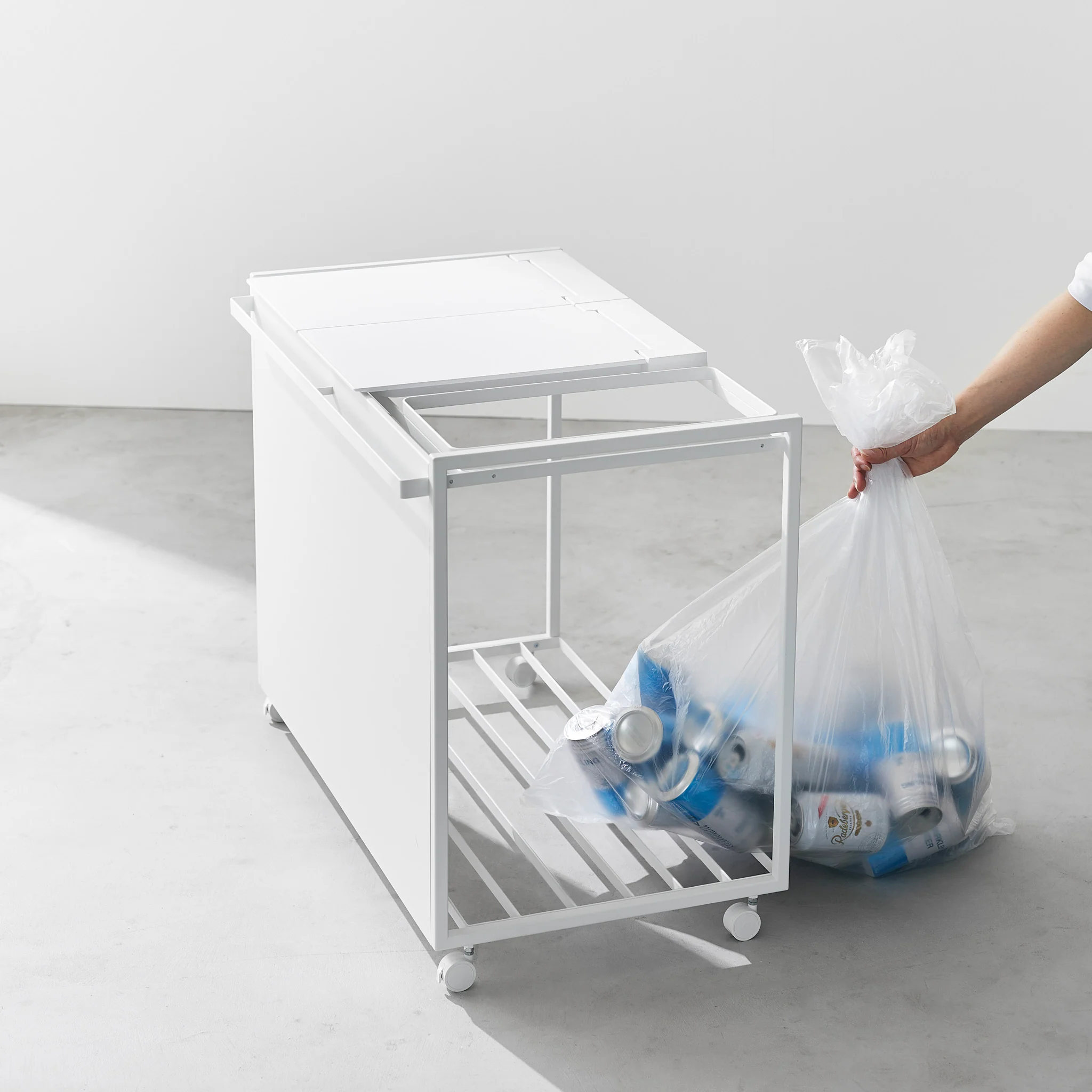 3-Compartment Trash Can with Casters - Image 11