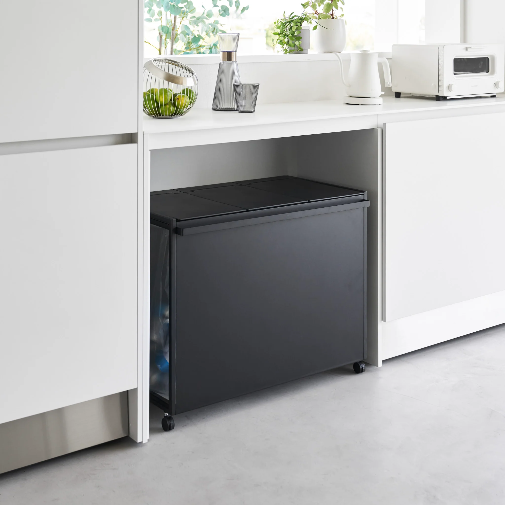 3-Compartment Trash Can with Casters - Image 16