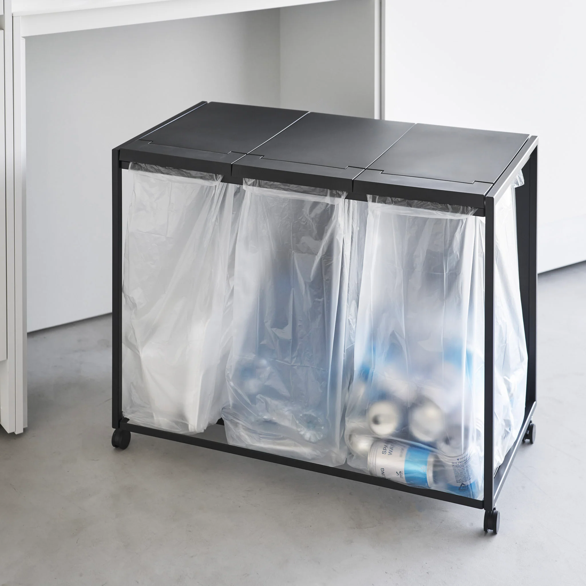 3-Compartment Trash Can with Casters - Image 17