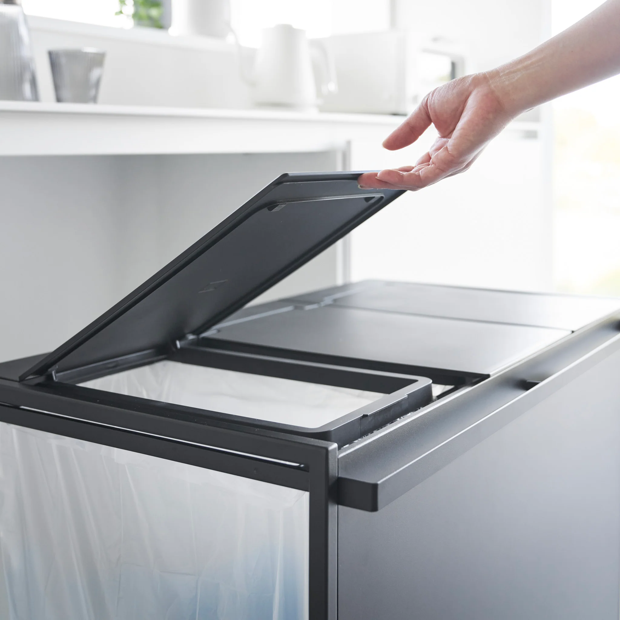 3-Compartment Trash Can with Casters - Image 22