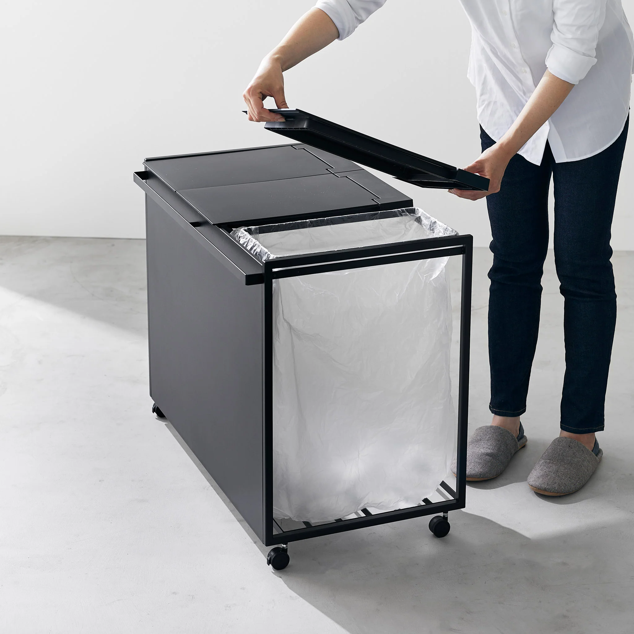 3-Compartment Trash Can with Casters - Image 27
