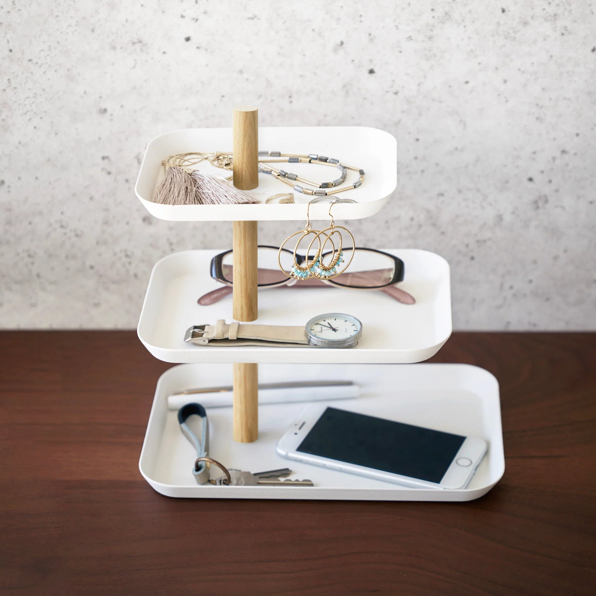 3-Tiered Accessory Stand with Rotatable Trays - Image 3