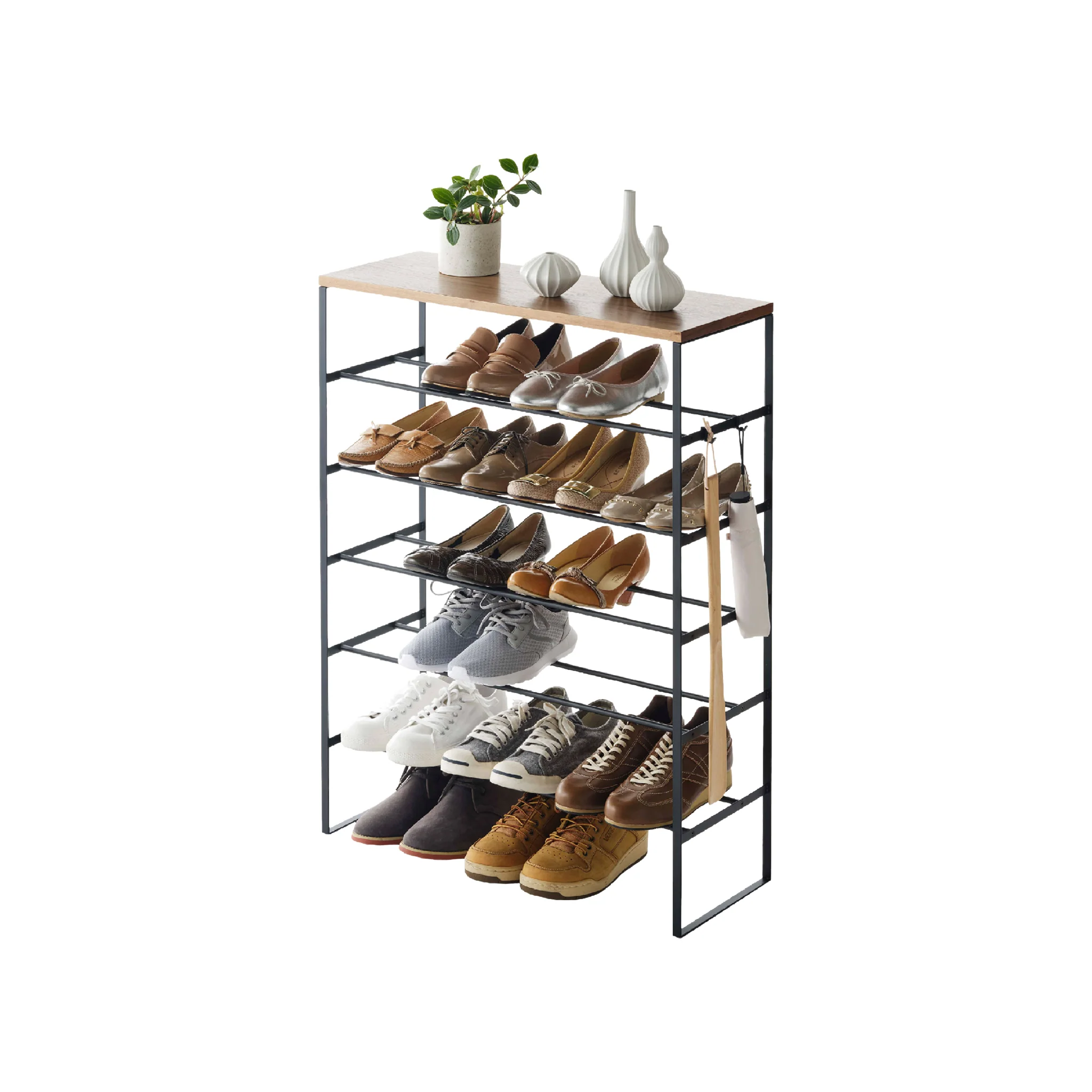 6-Tiered Wood-Top Shoe Rack - Image 8