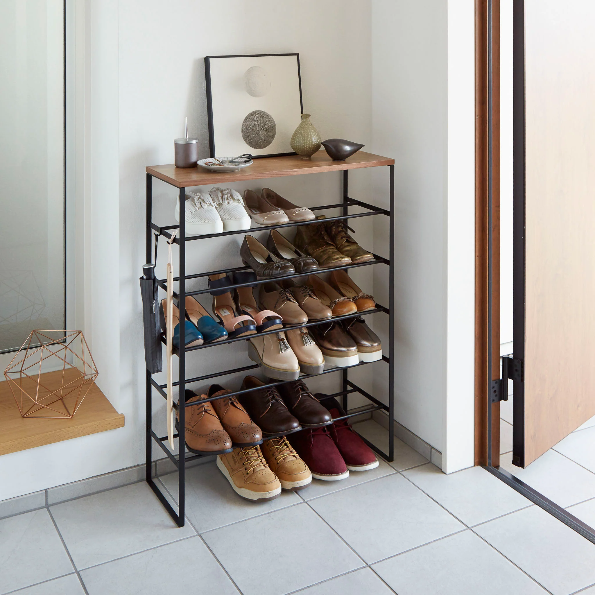 6-Tiered Wood-Top Shoe Rack - Image 9