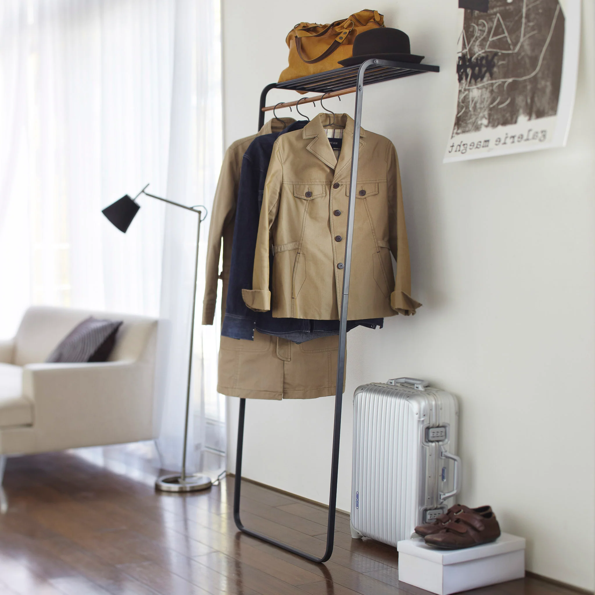 Leaning Coat Rack with Shelf - Image 4
