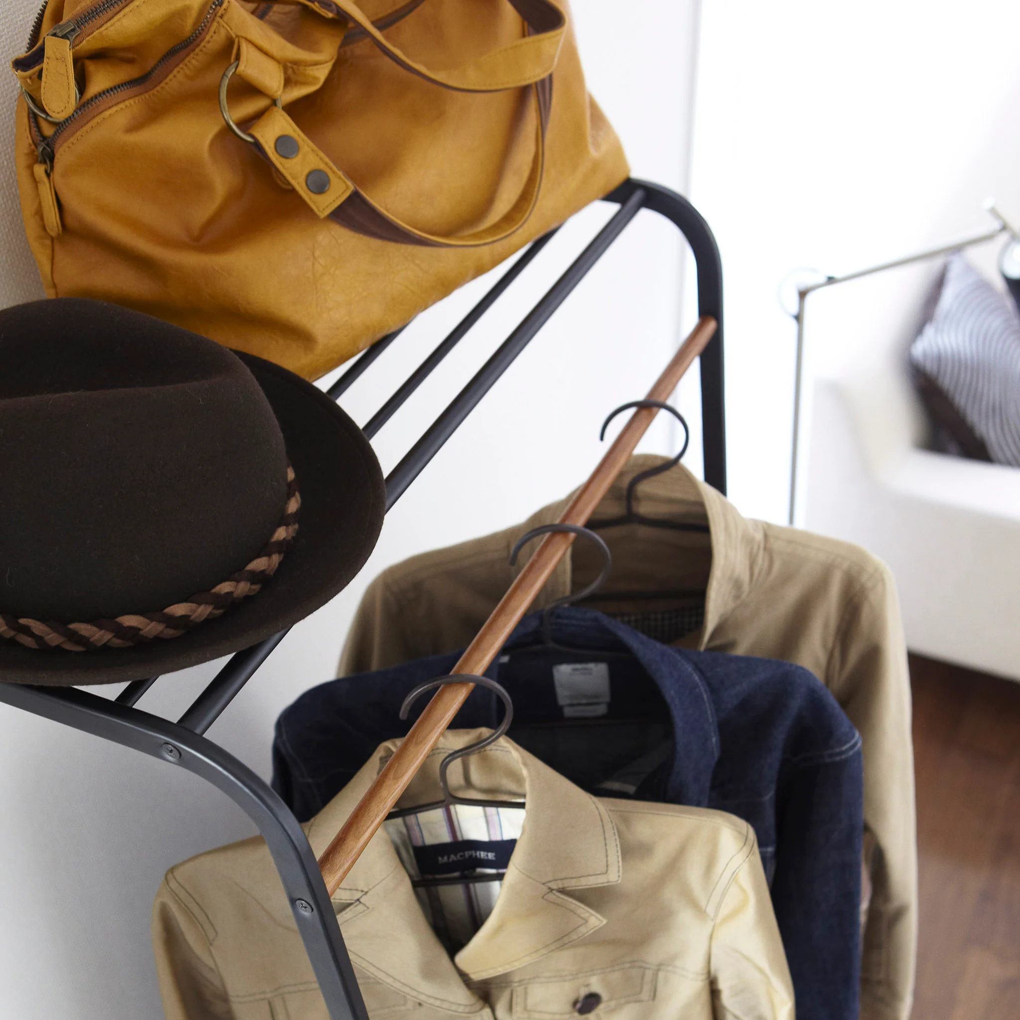 Leaning Coat Rack with Shelf - Image 6
