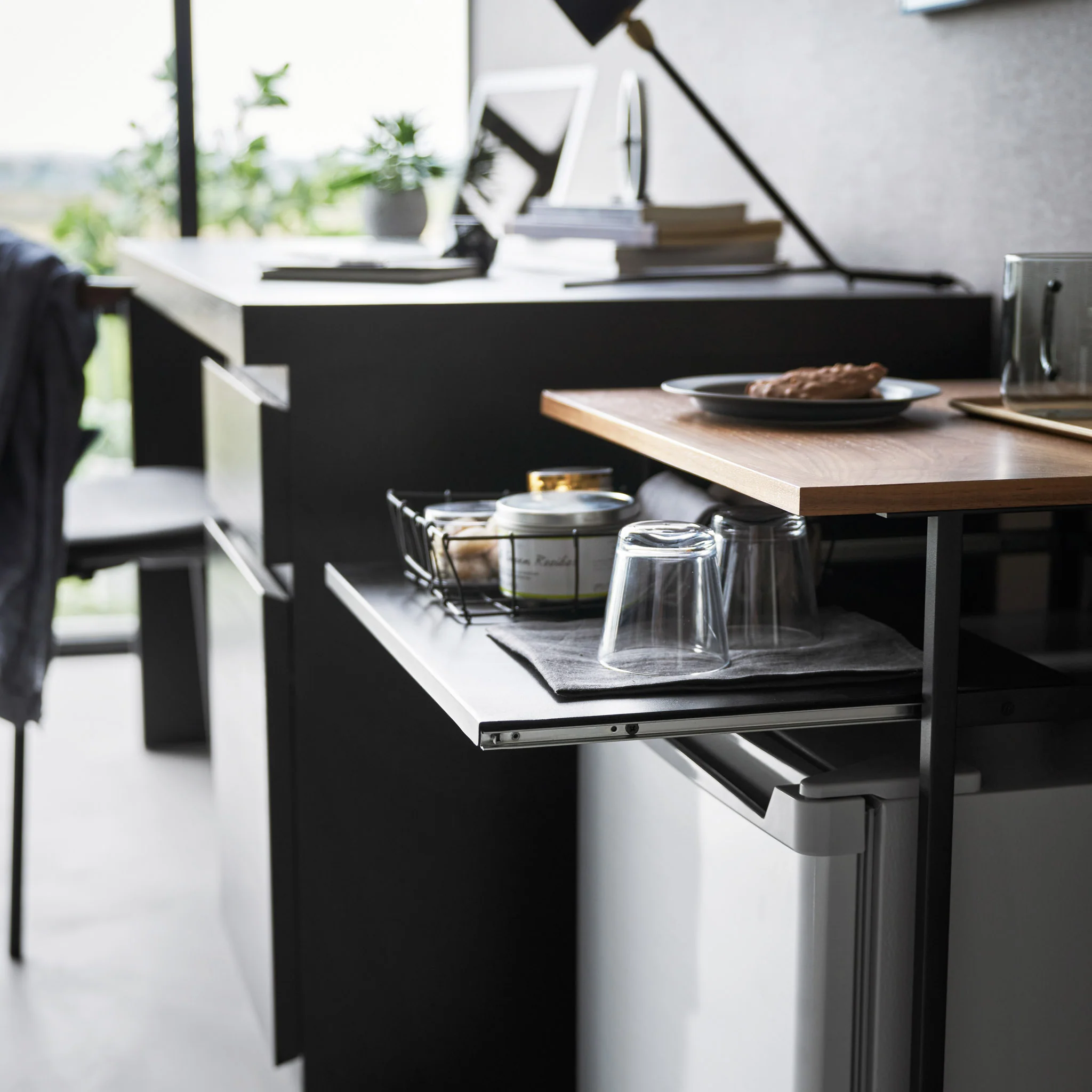 Wood-Top Table with Sliding Shelf - Image 15