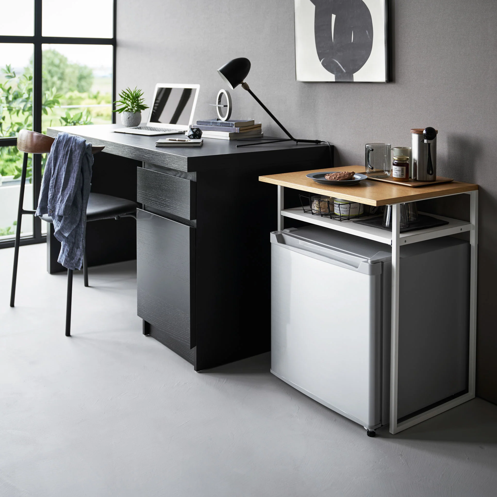 Wood-Top Table with Sliding Shelf - Image 2