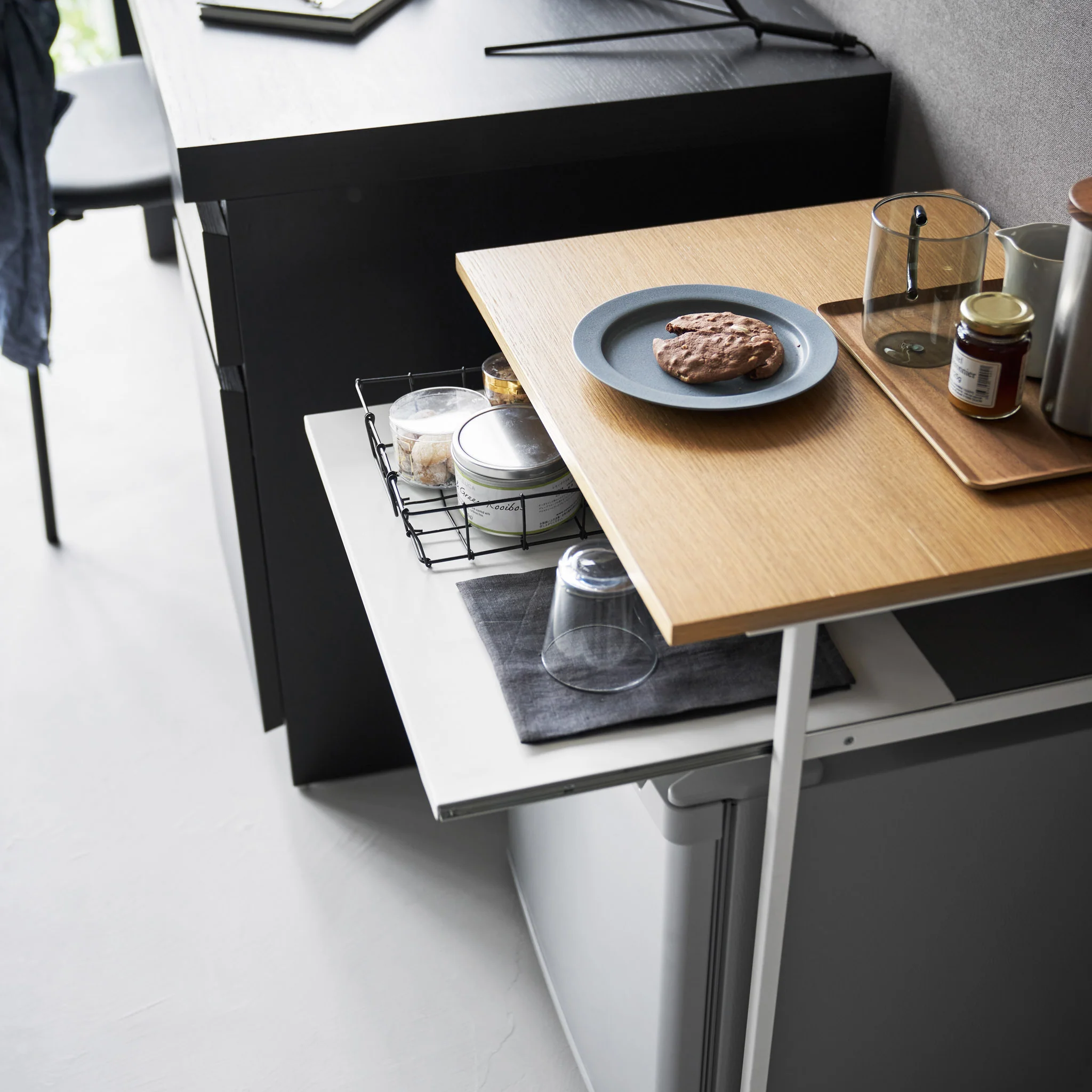 Wood-Top Table with Sliding Shelf - Image 6
